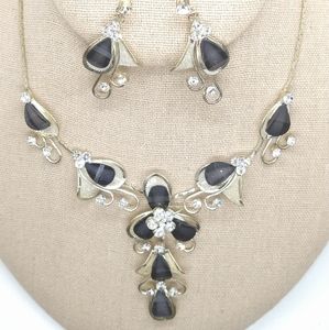 Bridal Austrian black Crystal Necklace set
